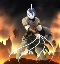 Size: 3000x3200 | Tagged: safe, artist:wicked-at-heart, shining armor, anthro, g4, crossover, gideon jura, high res, magic the gathering, male, planestrotter, planeswalker, solo