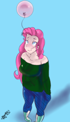 Size: 600x1040 | Tagged: safe, artist:mrscurlystyles, pinkie pie, human, g4, balloon, female, humanized, solo