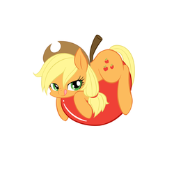 Size: 1024x1024 | Tagged: safe, artist:congee-painting, applejack, g4, apple, cute, female, jackabetes, solo, tongue out