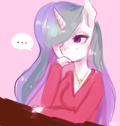 Size: 1145x1200 | Tagged: safe, artist:marinakirby, princess celestia, anthro, g4, ..., doodle, female, solo