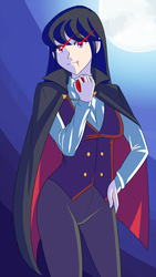 Size: 1280x2269 | Tagged: safe, artist:jonfawkes, octavia melody, human, vampire, g4, blood, clothes, elf ears, female, humanized, solo