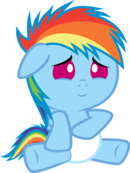 Size: 1650x2184 | Tagged: safe, artist:megarainbowdash2000, rainbow dash, pony, g4, baby, baby dash, baby pony, baby rainbow dash, diaper, female, filly, filly rainbow dash, foal, simple background, solo, transparent background, vector, wingless