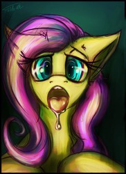 Size: 500x688 | Tagged: safe, artist:foldeath, fluttershy, g4, drool, female, open mouth, solo, tongue out