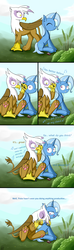Size: 1000x3359 | Tagged: safe, artist:subjectbubblegum, gilda, trixie, griffon, pony, unicorn, g4, annoyed, c:, comic, crying, eyes closed, female, frown, grin, headphones, laughing, mare, open mouth, paw pads, paws, raised eyebrow, sharing headphones, sitting, smiling