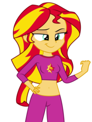 Size: 3001x3989 | Tagged: safe, artist:discorded, artist:ponyalfonso, edit, vector edit, sunset shimmer, equestria girls, g4, my little pony equestria girls: rainbow rocks, belly button, clothes, fist pump, hand on hip, high res, midriff, pajamas, show accurate, simple background, transparent background, vector