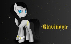 Size: 640x400 | Tagged: safe, artist:laptop-pone, oc, oc only, oc:klavinova, earth pony, pony, black hair, fanart, gray coat, solo