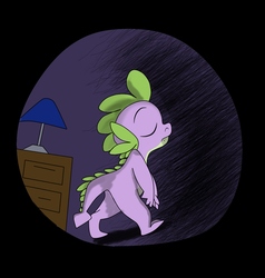 Size: 1280x1346 | Tagged: safe, artist:ced75, artist:imsokyo, spike, daily life of spike, g4, colored sketch, sleepy