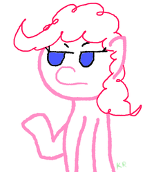 Size: 488x511 | Tagged: safe, artist:kirbyrainboom, pinkie pie, g4, female, frown, simple background, solo