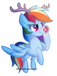 Size: 1358x1800 | Tagged: safe, artist:drawntildawn, rainbow dash, pegasus, pony, g4, female, mare, reindeer antlers, reindeer dash, rudolph dash, rudolph the red nosed reindeer, scrunchy face, solo