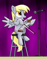 Size: 640x800 | Tagged: safe, artist:thindra, derpy hooves, pegasus, pony, equestria girls, g4, my little pony equestria girls: rainbow rocks, cute, derpabetes, equestria girls ponified, female, human pony derpy, mare, musical instrument, musical saw, playing, ponified, saw, sitting, solo