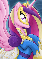 Size: 3508x4961 | Tagged: safe, artist:littlehybridshila, princess cadance, g4, my little pony: friendship is magic, power ponies (episode), female, rearing, solo, spread wings