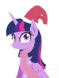 Size: 852x1118 | Tagged: safe, artist:puetsua, twilight sparkle, alicorn, pony, g4, clothes, female, hat, mare, santa hat, scarf, solo, twilight sparkle (alicorn)