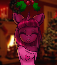 Size: 3937x4528 | Tagged: safe, artist:pitchyy, oc, oc only, oc:pitch, anthro, holly, holly mistaken for mistletoe, solo