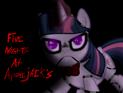 Size: 1024x768 | Tagged: safe, twilight sparkle, alicorn, pony, robot, robot pony, five nights at aj's, g4, animatronic, creepy, female, five nights at freddy's, mare, solo, twibon, twilight sparkle (alicorn)