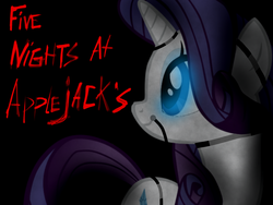 Size: 2048x1536 | Tagged: safe, rarity, pony, robot, robot pony, five nights at aj's, g4, animatronic, female, solo, wallpaper