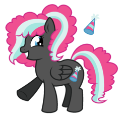 Size: 1120x1056 | Tagged: safe, artist:unoriginai, oc, oc only, oc:party crasher, pegasus, pony, crack shipping, cute, cutie mark, female, filly, grin, offspring, parent:pinkie pie, parent:thunderlane, parents:pinkielane, raised hoof, smiling, solo, squee, story included