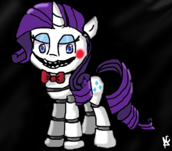 Size: 800x700 | Tagged: safe, rarity, pony, robot, robot pony, five nights at aj's, g4, animatronic, blushing, female, five nights at freddy's, raribonnie, solo, toy rarity