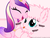 Size: 650x500 | Tagged: safe, artist:mixermike622, princess cadance, oc, oc:fluffle puff, tumblr:ask fluffle puff, g4, eyes closed, happy, onomatopoeia, open mouth, raspberry, raspberry noise, tongue out