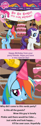 Size: 592x1784 | Tagged: safe, edit, pinkie pie, rainbow dash, rarity, g4, birthday, birthday card, text