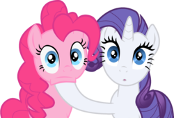 Size: 1204x818 | Tagged: safe, artist:bluefluffydinosaur, pinkie pie, rarity, g4, putting your hoof down, simple background, transparent background, vector