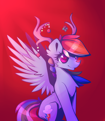 Size: 2600x3000 | Tagged: safe, artist:novabytes, rainbow dash, g4, antlers, christmas, cute, dashabetes, female, high res, reindeer dash, rudolph dash, rudolph the red nosed reindeer, solo