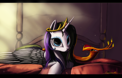 Size: 1280x820 | Tagged: dead source, safe, artist:auroriia, philomena, princess celestia, alicorn, phoenix, pony, g4, duo, letterboxing, wrong eye color