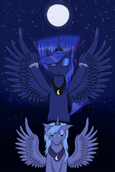 Size: 1279x1920 | Tagged: safe, artist:tlmoonguardian, princess luna, lunadoodle, g4, duality, moon, s1 luna