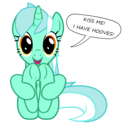 Size: 5556x5556 | Tagged: safe, artist:age3rcm, lyra heartstrings, pony, unicorn, g4, absurd resolution, big eyes, bronybait, cute, dialogue, female, hoof fetish, hooves, human fetish, kissing, looking at you, lyrabetes, mare, open mouth, show accurate, simple background, smiling, solo, transparent background, underhoof, vector