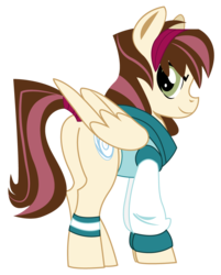 Size: 755x937 | Tagged: safe, artist:dbkit, oc, oc only, oc:rosy rascal, pegasus, pony, offspring, parent:derpy hooves, parent:hoops, parents:ditzyhoops, simple background, solo, transparent background