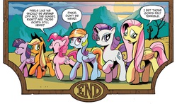 Size: 1364x802 | Tagged: safe, idw, applejack, fluttershy, pinkie pie, rainbow dash, rarity, twilight sparkle, alicorn, pony, g4, spoiler:comic, spoiler:comic26, female, mane six, mare, twilight sparkle (alicorn), what happened to the mouse?