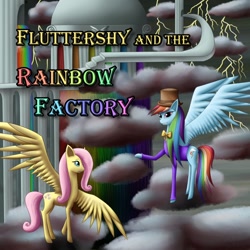 Size: 894x894 | Tagged: safe, artist:thekatherynn, fluttershy, rainbow dash, fanfic:rainbow factory, g4, fluttershy and the rainbow factory, parody, roald dahl, wat, willy wonka, willy wonka and the chocolate factory