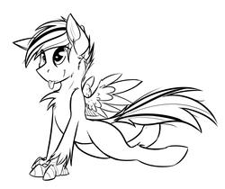 Size: 6758x5674 | Tagged: safe, artist:ralek, oc, oc only, oc:silver lining, hippogriff, absurd resolution, cute, monochrome, solo