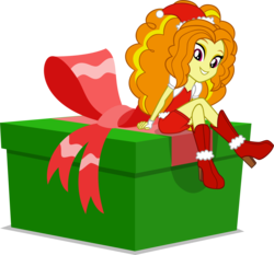 Size: 6449x6000 | Tagged: safe, artist:deathnyan, adagio dazzle, equestria girls, g4, my little pony equestria girls: rainbow rocks, absurd resolution, boots, breasts, delicious flat chest, female, flatdagio dazzle, hat, present, santa hat, shoes, simple background, solo, transparent background, vector