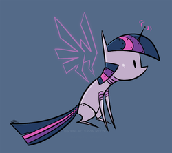 Size: 700x621 | Tagged: safe, artist:egophiliac, twilight sparkle, pony, robot, g4, artificial wings, augmented, female, magic, magic wings, mare, wings