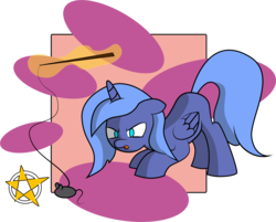 Size: 2653x2133 | Tagged: safe, artist:amberpendant, princess luna, mouse, g4, behaving like a cat, female, filly, high res, s1 luna, toy, woona