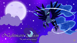 Size: 1024x576 | Tagged: safe, artist:virenth, nightmare moon, g4, armor, female, solo, spread wings