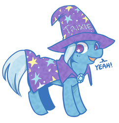 Size: 460x476 | Tagged: safe, artist:php98, trixie, pony, unicorn, g4, artifact, cape, clothes, female, hat, mare, simple background, solo, trixie's cape, trixie's hat, white background, wingding eyes