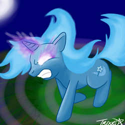 Size: 1000x1000 | Tagged: safe, artist:theparagon, trixie, pony, unicorn, g4, female, flowing mane, glowing eyes, magic, mare, solo