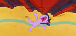 Size: 635x299 | Tagged: safe, artist:hoffy1138, edit, edited screencap, screencap, twilight sparkle, pony, unicorn, g4, cliff, crossover, falling, female, looney tunes, mare, merrie melodies, nose in the air, open mouth, solo, unicorn twilight, uvula, volumetric mouth, wile e coyote, youtube poop