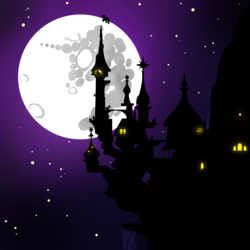 Size: 2000x2000 | Tagged: safe, artist:aolorn, princess celestia, g4, canterlot, guard, high res, moon, night, scenery