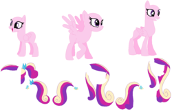 Size: 1162x756 | Tagged: safe, artist:selenaede, princess cadance, g4, alternate hairstyle, bald, base, concave belly, eyelashes, female, folded wings, mare, pegasus cadance, physique difference, raised hoof, simple background, slender, solo, spread wings, standing, thin, white background, wings