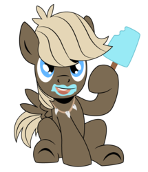 Size: 750x871 | Tagged: safe, artist:dbkit, dumbbell, pegasus, pony, g4, colt, food, headcanon, ice cream, necklace, popsicle, sea salt ice cream, simple background, solo, transparent background