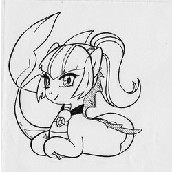 Size: 1200x1200 | Tagged: safe, artist:trgreta, sonata dusk, merpony, equestria girls, g4, my little pony equestria girls: rainbow rocks, female, monochrome, ponified, solo, traditional art