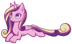 Size: 578x350 | Tagged: safe, artist:pupukala, princess cadance, alicorn, pony, g4, blank flank, female, mare, missing accessory, simple background, solo, transparent background