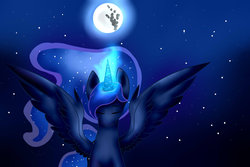 Size: 1024x683 | Tagged: safe, artist:quinty-imara, princess luna, pony, g4, female, moon, solo