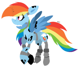 Size: 702x594 | Tagged: safe, artist:dizzee-toaster, rainbow dash, pony, robot, robot pony, five nights at aj's, g4, animatronic, crossover, female, five nights at freddy's, foxy dash, solo