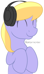 Size: 2098x3505 | Tagged: safe, artist:vertex-the-pony, cloud kicker, pegasus, pony, g4, ^^, eyes closed, female, headphones, high res, mare, simple background, solo, transparent background