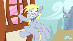 Size: 600x338 | Tagged: safe, artist:rip, derpy hooves, pegasus, pony, g4, angry, bowtie, female, mare, solo
