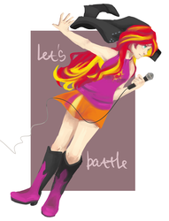 Size: 1280x1679 | Tagged: safe, artist:facerenon, sunset shimmer, human, g4, female, humanized, microphone, solo