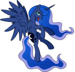 Size: 4000x3872 | Tagged: safe, artist:kp-shadowsquirrel, artist:spier17, princess luna, g4, female, flying, high res, lollipop, missing accessory, simple background, solo, tongue out, transparent background, vector